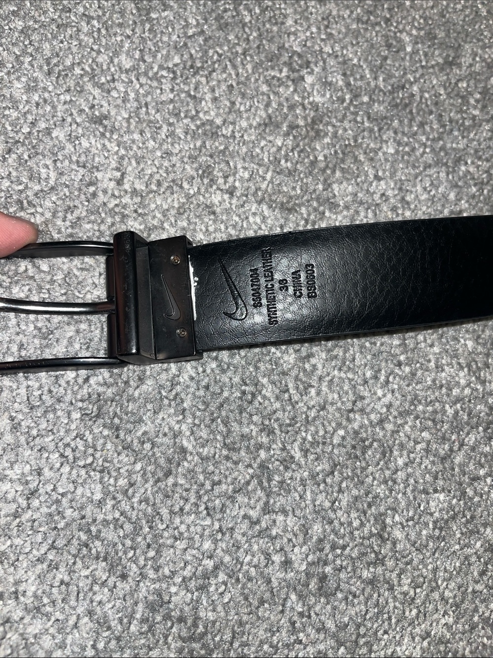Nike Black Men's Leather-Look Belt with Metal Buckle Reversible